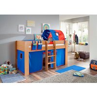 Relita Hochbett "Andi" mit Rolllattenrost, Textil-Set und Leiter, pflegel. Dekor Oberfläche von Relita