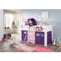 Relita Hochbett "Andi" mit Rolllattenrost, Textil-Set und Leiter, pflegel. Dekor Oberfläche von Relita