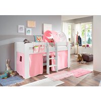 Relita Hochbett "Andi" mit Rolllattenrost, Textil-Set und Leiter, pflegel. Dekor Oberfläche von Relita