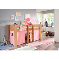 Relita Hochbett "Andi" mit Rolllattenrost, Textil-Set und Leiter, pflegel. Dekor Oberfläche von Relita