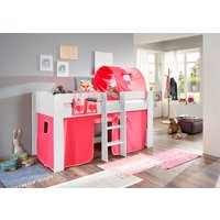 Relita Hochbett "Andi" mit Rolllattenrost, Textil-Set und Leiter, pflegel. Dekor Oberfläche von Relita