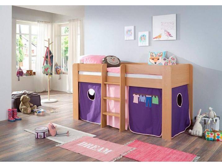 Relita Hochbett Andi mit Rolllattenrost und Vorhang, mit Leiter, pflegel. Dekor Oberfläche, rosa, Buche Dekor natur rosa/violett Relita Hochbett Andi mit Rolllattenrost und Vorhang, mit Leiter, pflegel. Dekor Oberfläche, rosa, Buche Dekor natur rosa/violett von Relita