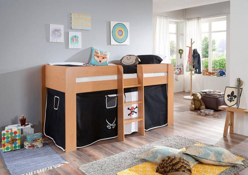 Relita Hochbett Andi mit Rolllattenrost und Vorhang, mit Leiter, pflegel. Dekor Oberfläche Relita Hochbett Andi mit Rolllattenrost und Vorhang, mit Leiter, pflegel. Dekor Oberfläche von Relita