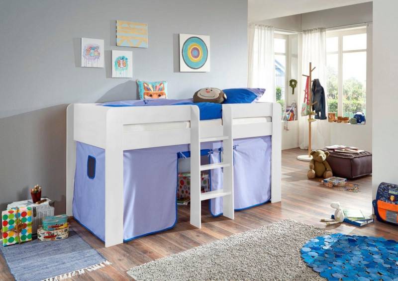 Relita Hochbett Andi mit Rolllattenrost und Vorhang, mit Leiter, pflegel. Dekor Oberfläche Relita Hochbett Andi mit Rolllattenrost und Vorhang, mit Leiter, pflegel. Dekor Oberfläche von Relita