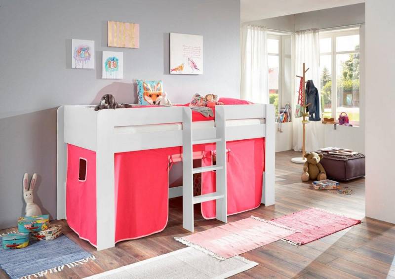 Relita Hochbett Andi mit Rolllattenrost und Vorhang, mit Leiter, pflegel. Dekor Oberfläche Relita Hochbett Andi mit Rolllattenrost und Vorhang, mit Leiter, pflegel. Dekor Oberfläche von Relita