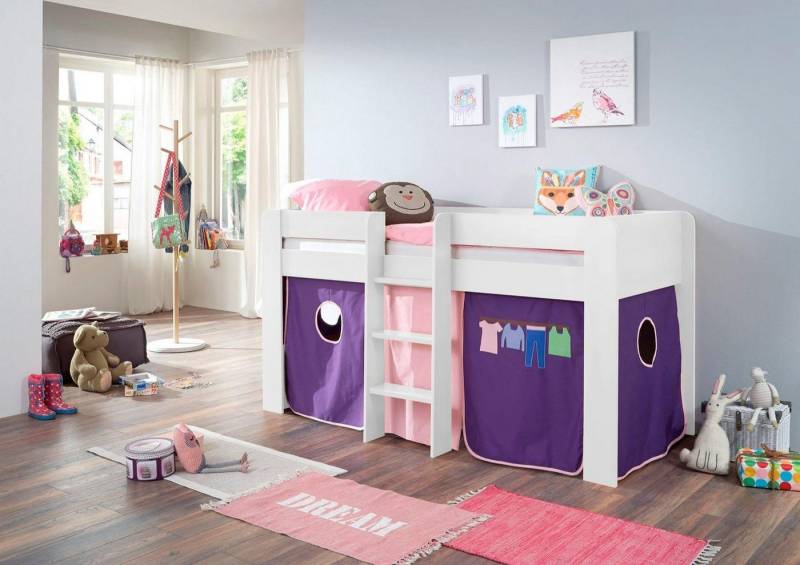 Relita Hochbett Andi mit Rolllattenrost und Vorhang, mit Leiter, pflegel. Dekor Oberfläche Relita Hochbett Andi mit Rolllattenrost und Vorhang, mit Leiter, pflegel. Dekor Oberfläche von Relita