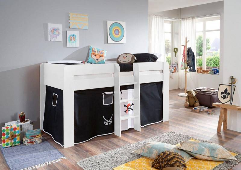 Relita Hochbett Andi mit Rolllattenrost und Vorhang, mit Leiter, pflegel. Dekor Oberfläche Relita Hochbett Andi mit Rolllattenrost und Vorhang, mit Leiter, pflegel. Dekor Oberfläche von Relita