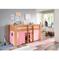 Relita Hochbett "Andi" mit Rolllattenrost und Vorhang, mit Leiter, pflegel. Dekor Oberfläche von Relita