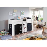 Relita Hochbett "Andi" mit Rolllattenrost und Vorhang, mit Leiter, pflegel. Dekor Oberfläche von Relita