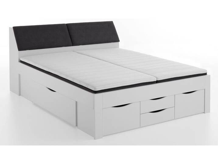 Stauraumbett RELITA Maxi , weiß, B:185cm H:103,8cm L:237,5cm, Bezug Kopfteil: 100% Polyester, Betten, mit Schubladen und Stauraum im Kopfteil von Relita