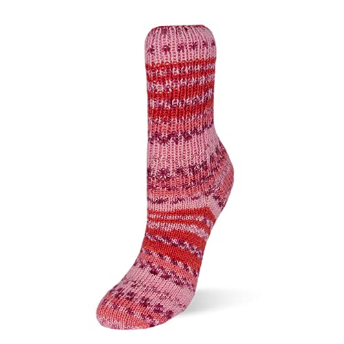 Rellana Flotte Socke Wool free Bamboo 100 g Sockenwolle Vegan mit Bambus Sommersocken stricken (1913 rosa-rot-fuchsie) von Rellana