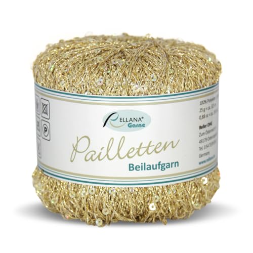 Rellana Pailletten Beilaufgarn, 25 Gramm = 325 Meter, (202 gold) von Benzisun