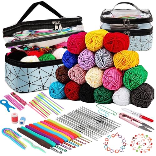 Relland Häkelset für Anfänger 105 Stück Häkelnadel Set, Stricken für Anfänger Paket Häkel Set Häkelnadeln Satz, mit Wolle und Strickzubehör Relland Häkelset für Anfänger 105 Stück Häkelnadel Set, Stricken für Anfänger Paket Häkel Set Häkelnadeln Satz, mit Wolle und Strickzubehör von Relland