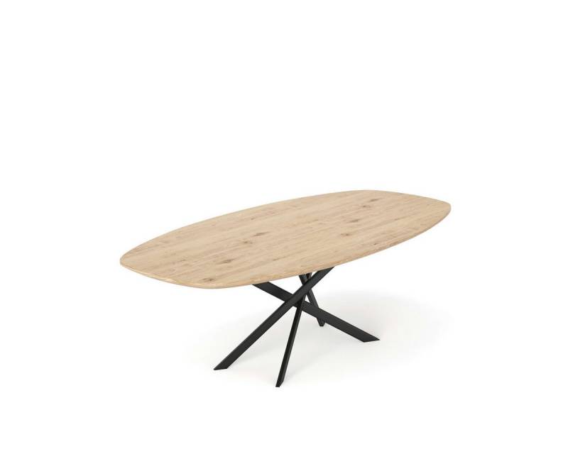 Rellgo Esstisch Eiche oval Anastasia – Massivholz mit Mikado-Gestell, Skandinavisches Design - Mikado-Gestell - Schweizer Kante von Rellgo