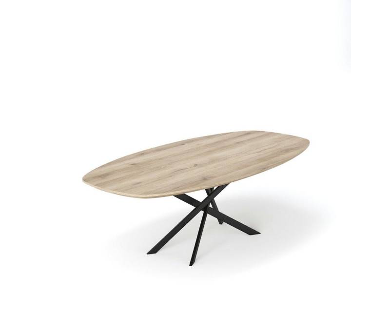 Rellgo Esstisch Eiche oval Anastasia – Massivholz mit Mikado-Gestell, Skandinavisches Design - Mikado-Gestell - Schweizer Kante von Rellgo