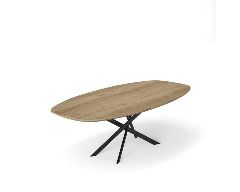 Rellgo Esstisch Eiche oval Anastasia – Massivholz mit Mikado-Gestell, Skandinavisches Design - Mikado-Gestell - Schweizer Kante von Rellgo