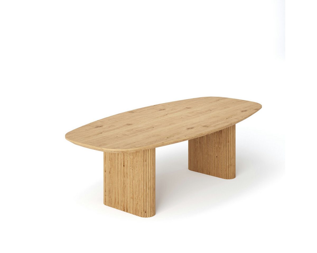 Rellgo Esstisch Eiche oval – Massivholz Danish Design – Handgefertigt & pflegeleicht, Schweizer Kante - 100 % Massivholz - In 10 Farbvarianten von Rellgo