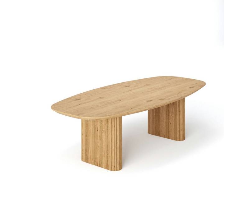 Rellgo Esstisch Eiche oval – Massivholz Danish Design – Handgefertigt & pflegeleicht, Schweizer Kante - 100 % Massivholz - In 10 Farbvarianten von Rellgo