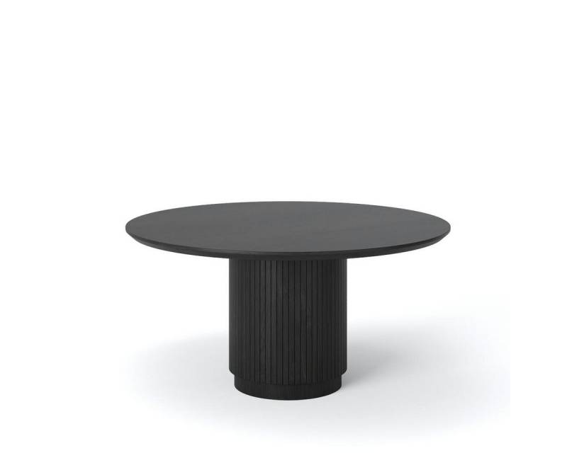 Rellgo Esstisch Eiche rund – Massivholz-Tisch Ando mit Trommelgestell – Handgefertigt, 100 % Wildeiche, Schweizer Kante, Baumstamm-Trommelgestell von Rellgo