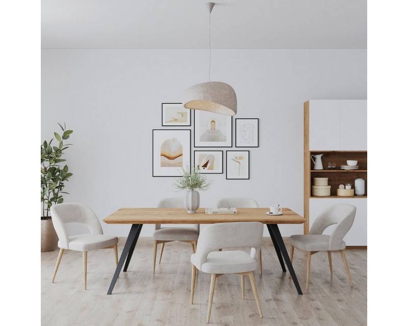 Rellgo Esstisch Kati, widerstandsfäiger Küchentisch, eleganter Wohnzimmertisch, handgefertigter Eichenholztisch 160 x 90 cm von Rellgo
