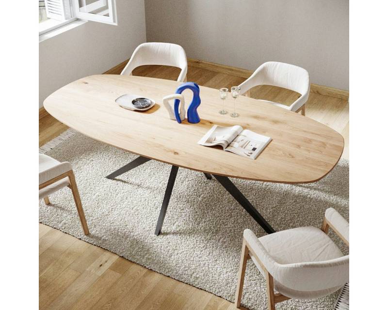 Rellgo Esstisch Oline, flexibler Küchentisch, dänischer Designertisch, ovaler Eichenholztisch, 160 x 90 cm von Rellgo