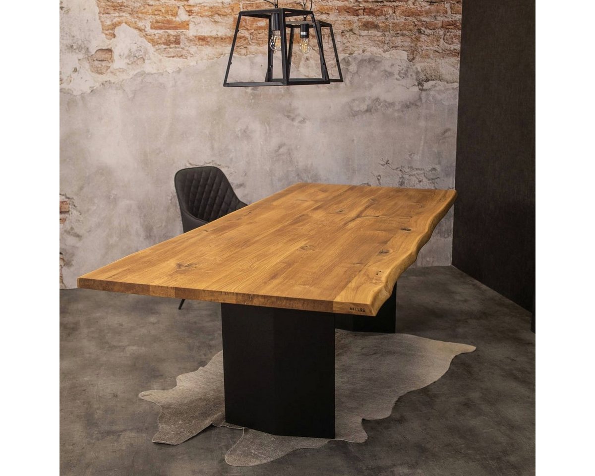 Rellgo Esstisch Ragnar, ästhetischer Holztisch aus Eiche, stabiler Wohnzimmertisch, 200 x 100 cm von Rellgo