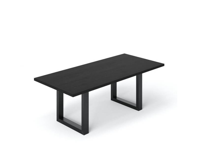 Rellgo Esstisch aus Wildeiche – U-Gestell Stahl – Moderner Holztisch, Hergestellt in Deutschland, Gerade Kante, Geölte Oberfläche von Rellgo