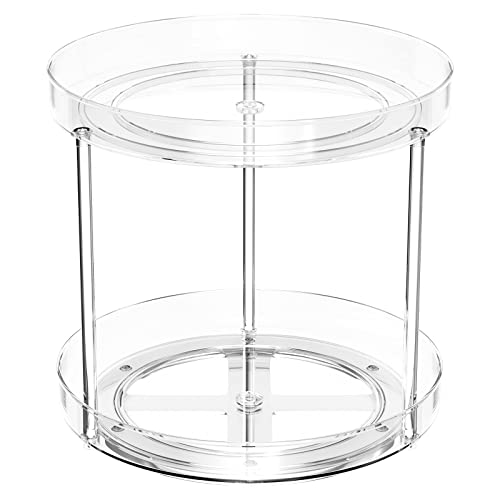 Relota Gewürzregal Drehbar 2-Etagen, Drehteller Küchen Organizer Klein Verdicken Durchsichtig aus PET, Drehteller Organizer Gewürzkarussell Drehbar für Gewürzgläser, Kräuter und Würzflasche von Relota