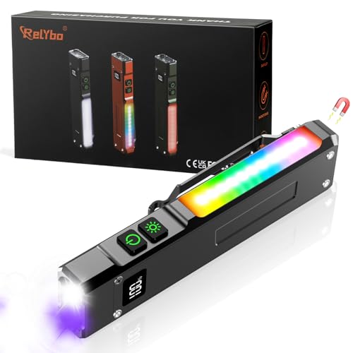 Relybo Taschenlampe LED Aufladbar 1000000 Lumen, LED Taschenlampe Klein 2 Schalter & 9 Modi(mit 395 nm UV) COB Seitenlicht, Clip, Starke Taktische Taschenlampe Extrem Hell für Camping Outdoor Notfälle von Relybo