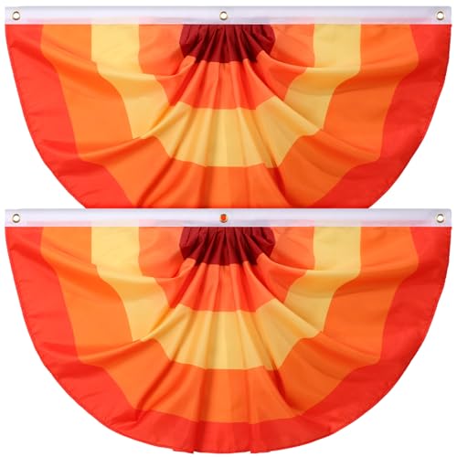 Remagr Wimpelkette für den Herbst, 3 Ösen, plissiert, für den Außenbereich, Haus, Hof, Hintergrund, für drinnen und draußen, hängende Dekorationen (90 x 182 cm), 2 Stück von Remagr