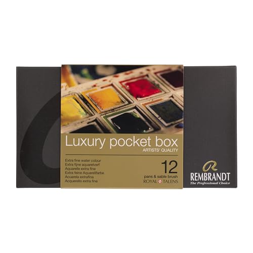 Rembrandt Profi-Aquarellfarben-Set in luxuriöser Kunststoff-Taschenbox | 12 Töpfe + Pinsel von Rembrandt