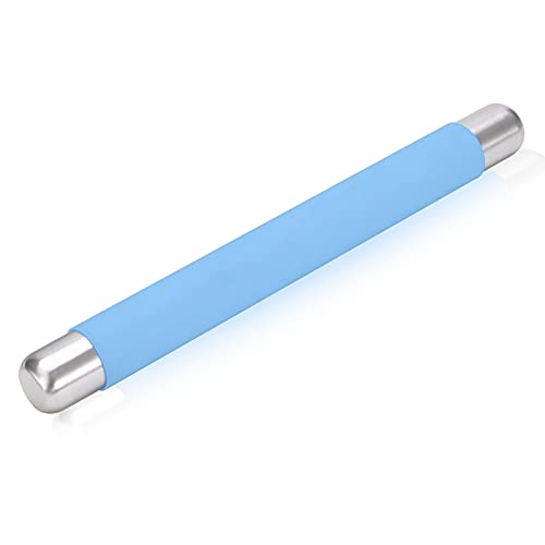 Remeel Silikon Teigroller Antihaft-Oberfläche zum Backen Kuchen Kruste, Cookie, Gebäck, Fondant, interne Stahl Teig Walze 35 * 3,8 cm (Blau) von Remeel