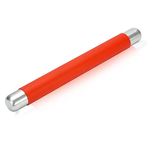 Remeel Silikon Teigroller Antihaft-Oberfläche zum Backen Kuchen Kruste, Cookie, Gebäck, Fondant, interne Stahl Teig Walze 35 * 3,8 cm (Rot) von Remeel