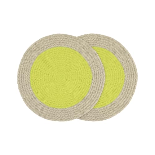 REMEMBER Baumwoll-Tischsets "Lime", 2er-Set - H 0,5 cm, Ø 38 cm - Buntes Baumwoll-Tischsets von Remember