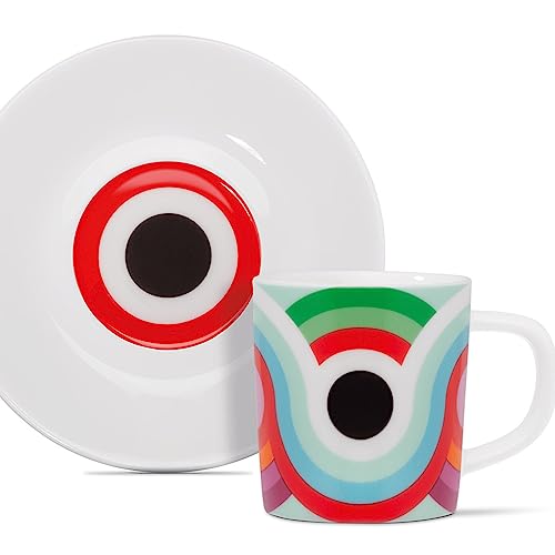 Remember Porzellan Espressotasse, Tasse mit Teller in originellen Farben, Art:Faro von Remember