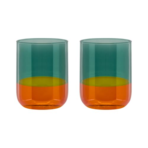 REMEMBER Gläser - 2er-Set - aus Borosilikatglas, H 9,5 cm, Ø 7,5 cm - Bunte Gläser von Remember