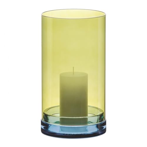 Remember Windlicht groß 'Lucius' Borosilikatglas Blockkerzen, Farbe:Lime von Remember