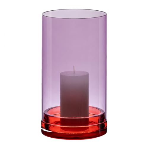 Remember Windlicht groß 'Lucius' Borosilikatglas Blockkerzen, Farbe:Violet von Remember