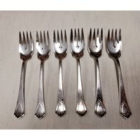 Antike Rogers & Bro. Silberplatte Fischgabeln, Schmuckmuster, 1916, 6Er-Set von RemembrancesofYours