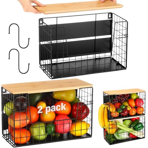 Remerry Magnetisches Regal für Kühlschrank mit Bambus-Oberseite, vielseitiger Magnetkorb, Kühlschrank mit 2 Haken, Aufbewahrung von Kartoffeln und Zwiebeln, großer Organizer für Küchentheke, Schrank Remerry Magnetisches Regal für Kühlschrank mit Bambus-Oberseite, vielseitiger Magnetkorb, Kühlschrank mit 2 Haken, Aufbewahrung von Kartoffeln und Zwiebeln, großer Organizer für Küchentheke, Schrank von Remerry
