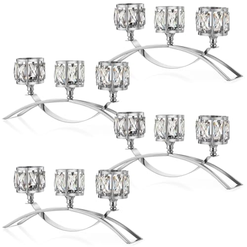 Remerry Silberfarbene Kristall-Kerzenhalter mit 3 Armen, Kristallschale, Teelichter, Kandelaber, Bogen-Kerzenständer, Tischaufsätze für Esszimmer, Hochzeit, Schrank-Ornamente, Zuhause Remerry Silberfarbene Kristall-Kerzenhalter mit 3 Armen, Kristallschale, Teelichter, Kandelaber, Bogen-Kerzenständer, Tischaufsätze für Esszimmer, Hochzeit, Schrank-Ornamente, Zuhause von Remerry