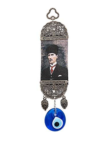 Remi Bijou Wanddeko Wandschmuck Deko aus Stoff und Metall mit Nazar Boncuk, Türkisches Auge Atatürk (Ataturk) von Remi Bijou