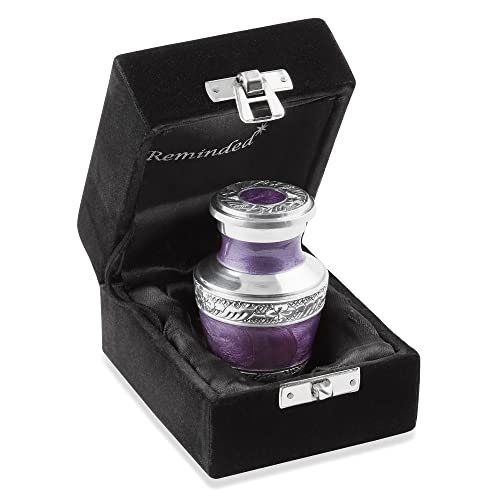 Reminded Kleine Urne für menschliche Asche, Lavendel und Silber, mit Samtetui von Reminded