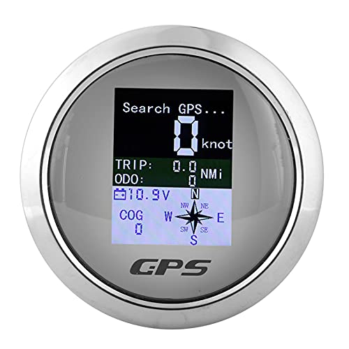 GPS Tachometer Geschwindigkeitsmesser Kilometerzähler für Auto Boot 85mm Wasserdichte Geschwindigkeitsmesser (Weiß) von Akozon