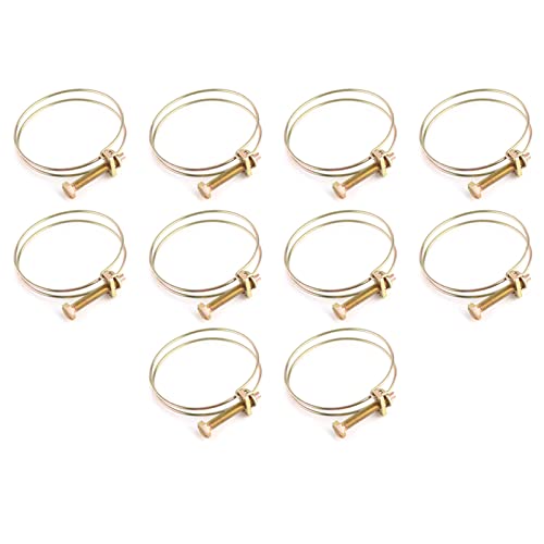 Schlauchschellen 10 stücke Einstellbare Doppel Draht Wasserschlauch Barb Clamp Rohr Clip Hoop Sanitärverschluss Verzinkung Rohrschelle(32mm28-32) von Akozon