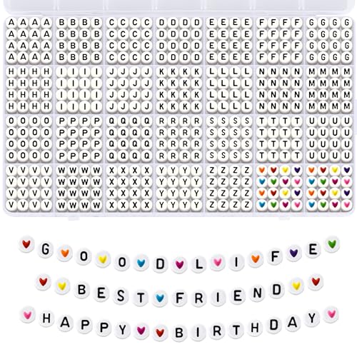 Remione 1400 Stück Buchstabenperlen A-Z Alphabet Perlen Set Perlen für Armbänder zum Auffädeln Schmuck Selber Machen Schwarz & Weiß RM039 Remione 1400 Stück Buchstabenperlen A-Z Alphabet Perlen Set Perlen für Armbänder zum Auffädeln Schmuck Selber Machen Schwarz & Weiß RM039 von Remione