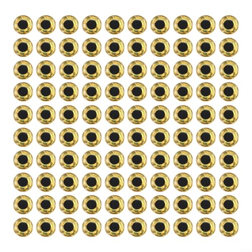 100 Stück Angelköderaugen-Aufkleber zum Fliegenbinden mit 3D-reflektierendem Fischaugen-Aussehen, Gummimaterial zur Erhöhung der Köderanziehung und Fischfangrate (15 mm goldfarben) von RemixAst