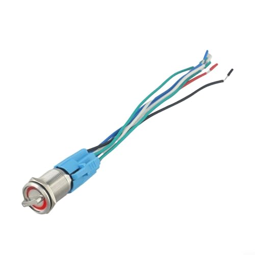 19 mm Drehschalter 3 Positionen 2NO 2NC 12 24V mit LED und einfachem Stecker für Installation (rot) von RemixAst