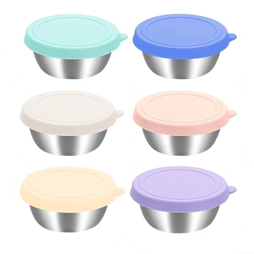 6 Stück Snacktöpfe, Soßenbehälter mit Silikondeckel, Snackschale, Salat, Dressing-Box, kleine Aufbewahrungsbehälter, stapelbar, auslaufsicher, für Lunchbox, Picknick, Grillen, Büro, Mahlzeiten (50 ml) 6 Stück Snacktöpfe, Soßenbehälter mit Silikondeckel, Snackschale, Salat, Dressing-Box, kleine Aufbewahrungsbehälter, stapelbar, auslaufsicher, für Lunchbox, Picknick, Grillen, Büro, Mahlzeiten (50 ml) von RemixAst