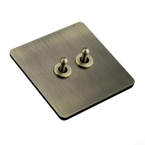 86 Typ Wandlichtschalter mit feuerfester Platte, Edelstahl-Retro-Bronze-Finish und Zinn-Phosphor-Bronze-Komponenten für Zuhause oder kommerzielle Beleuchtungssteuerung (2) von RemixAst